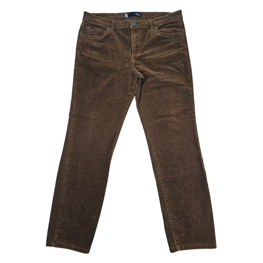 KUT from the Kloth Diana Fab Ab Skinny Corduroy Pants Brown High Rise Size 12